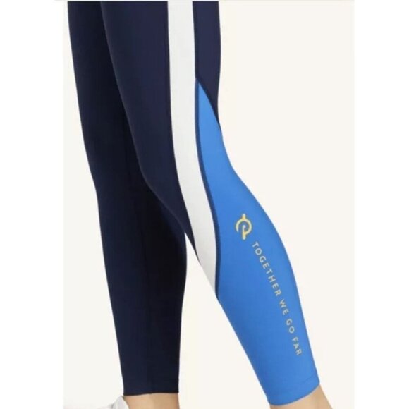 Peloton High Rise Legging Womens S Blue Color Block Athletic Workout Cycle Train - Picture 2 of 12
